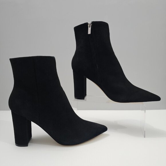 Marc Fisher Ulani Ankle Bootie Womens 10 Black Suede Block Heel Pointed Toe - Picture 3 of 15